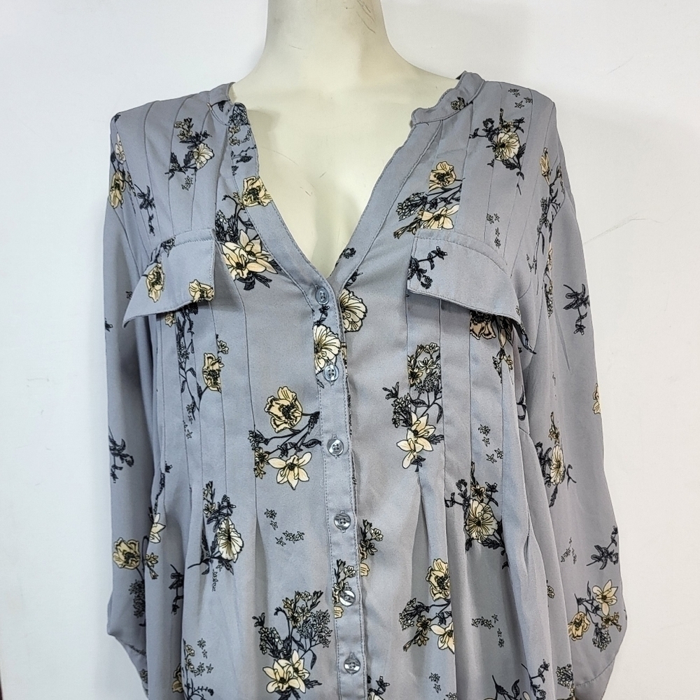 Torrid Light Blue Floral Blouse